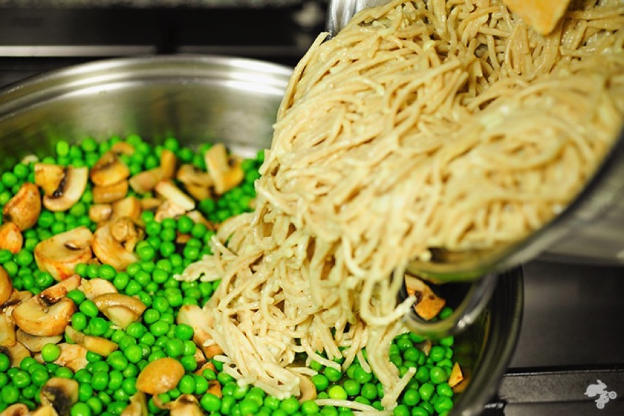 vegetarische spaghetti carbonara