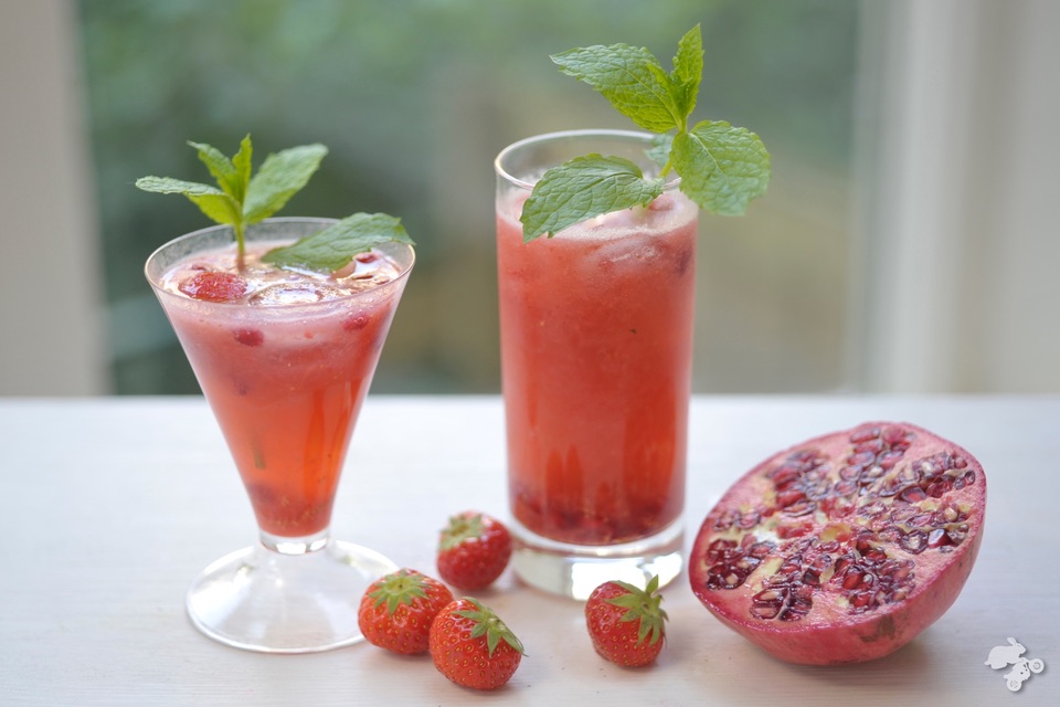 kids cocktail aardbeien granaatappel mojito
